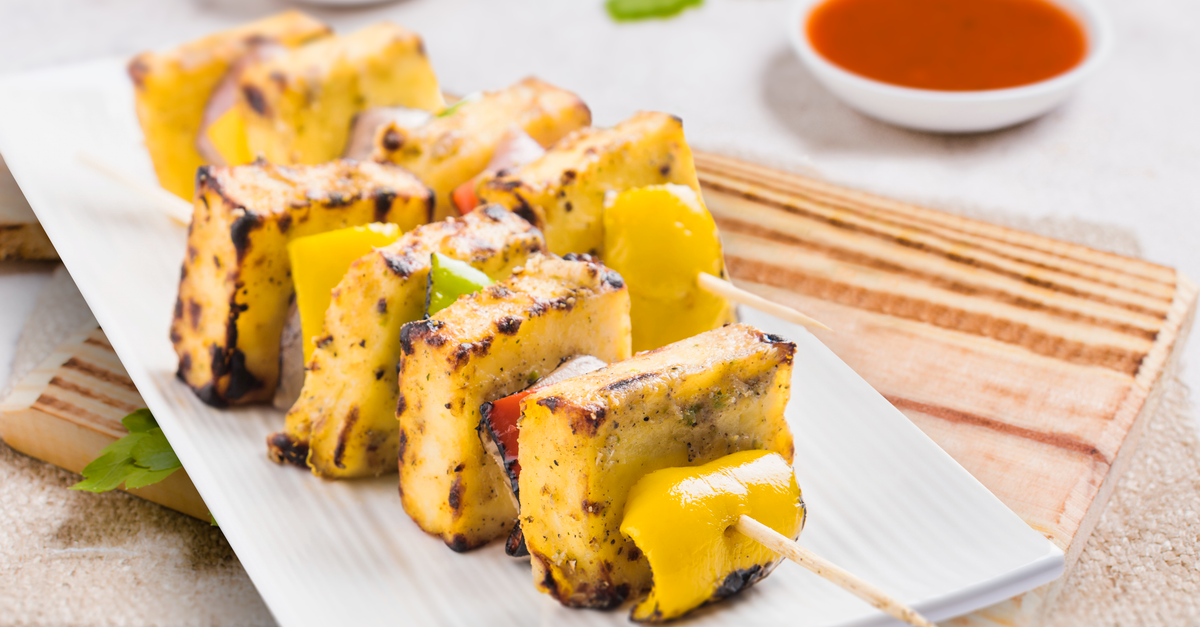 Air Fryer Paneer Tikka Skewers