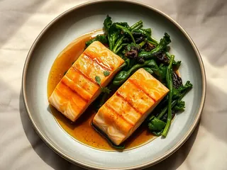 Miso Butter Salmon with Greens